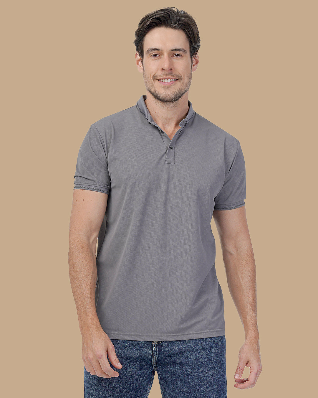 Gray Cotton Polo Shirt