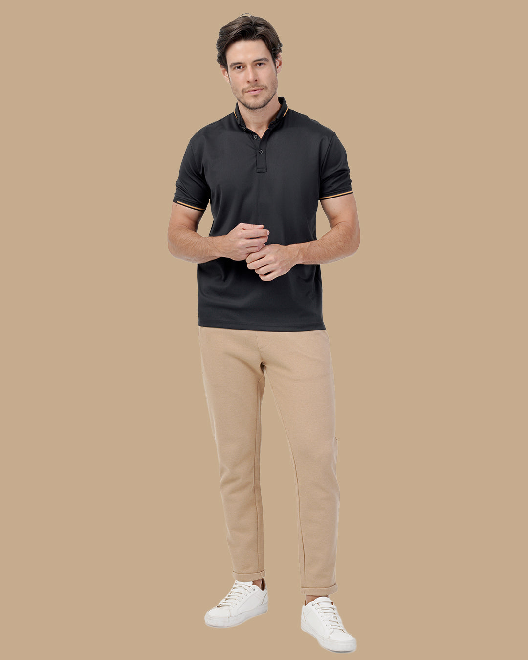 Black Cotton Polo Shirt