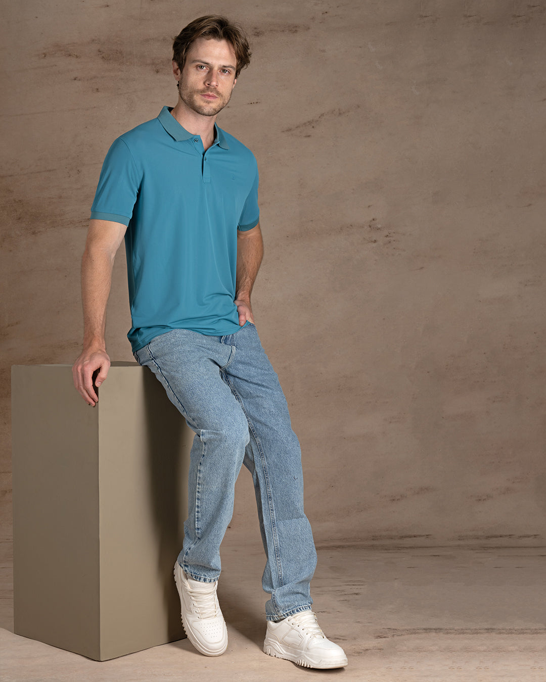 Light Genzari Cotton Knitted Polo Shirt Short sleeves