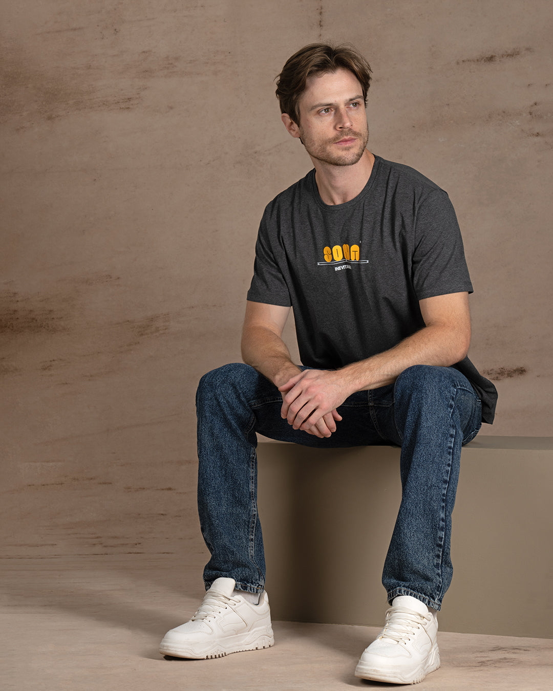 Charcoal printed Cotton T-shirt
