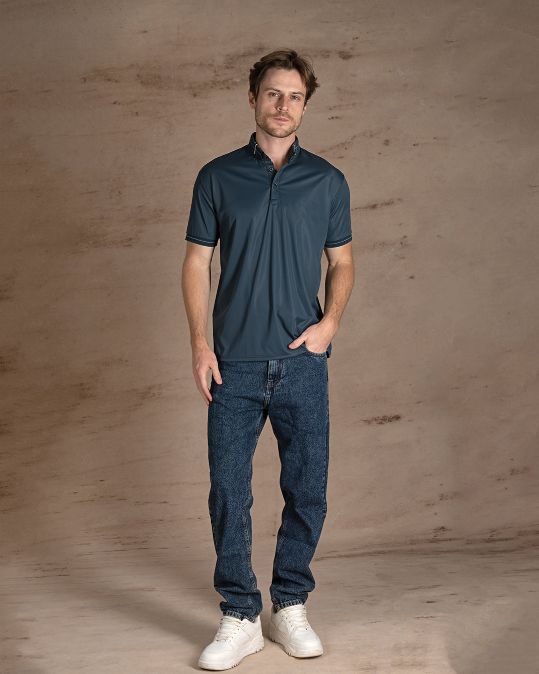 Dark Genzari cotton Polo Shirt Short sleeves