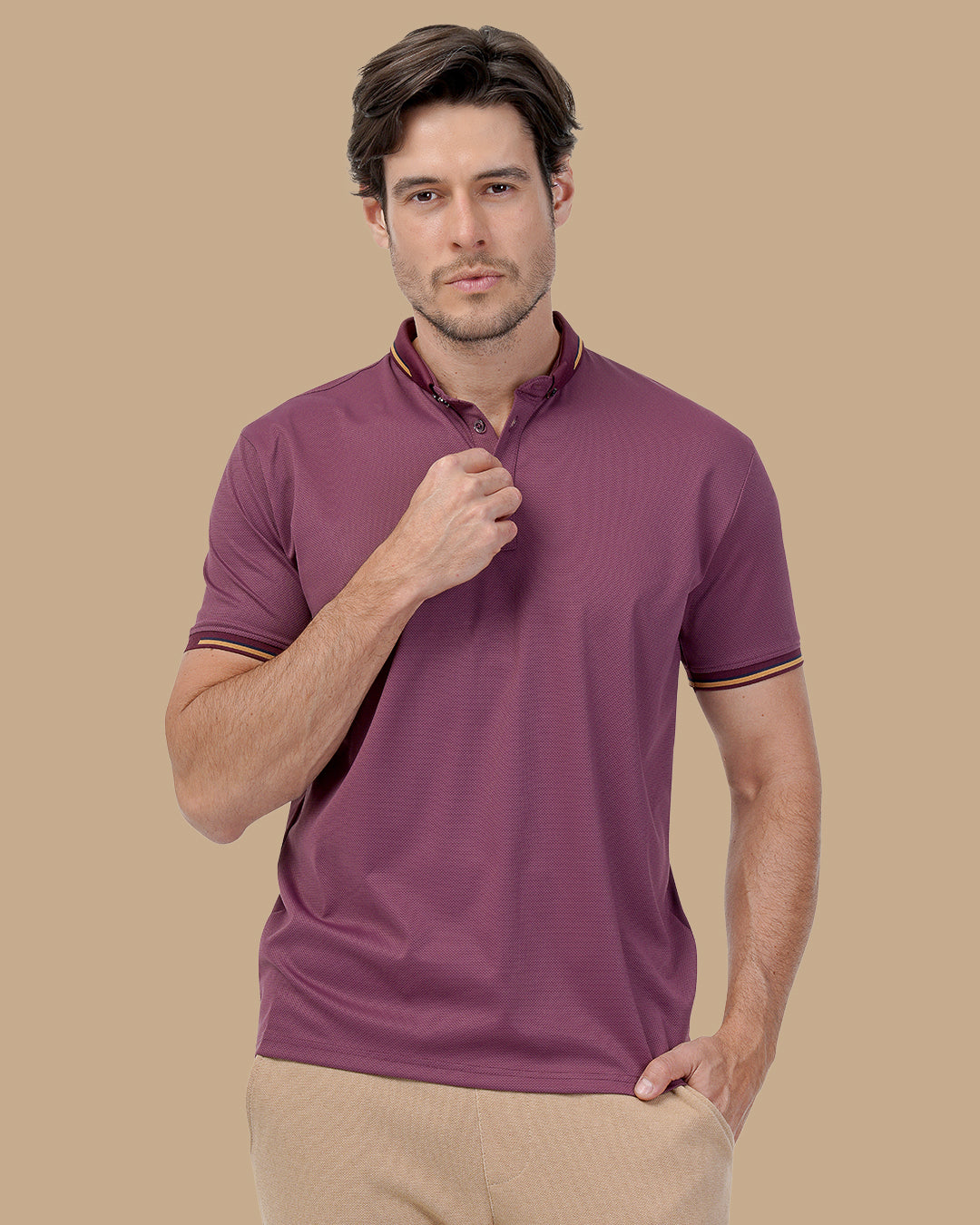 Mauve Cotton Polo Shirt