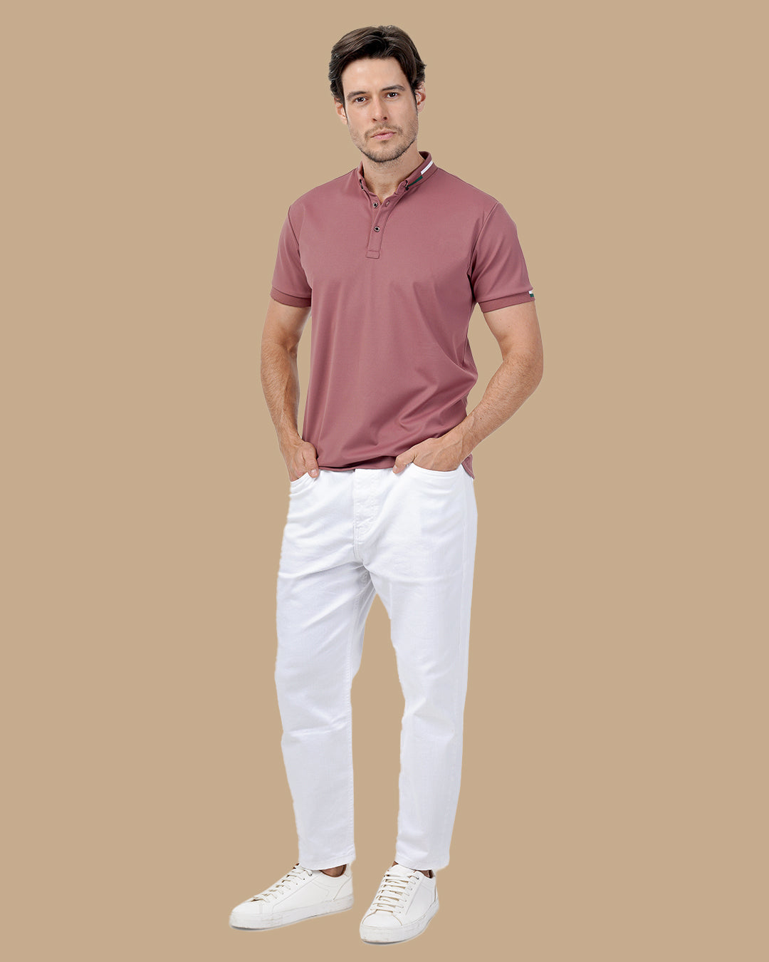 Taupe Cotton Polo Shirt