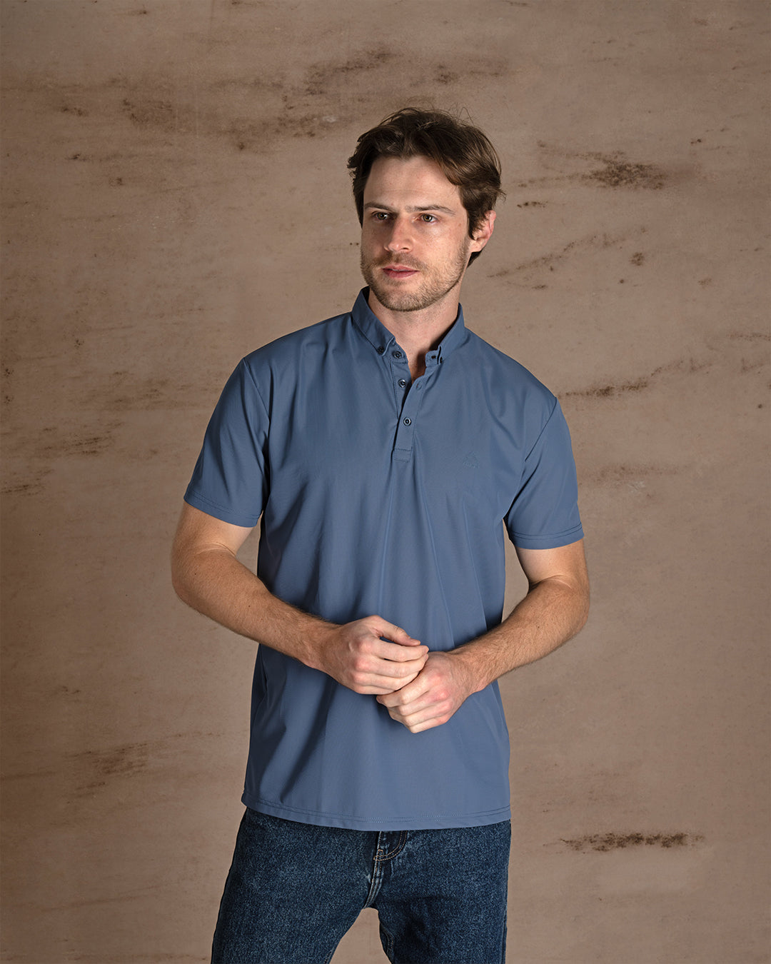 Indigo Cotton Polo Shirt Short sleeves