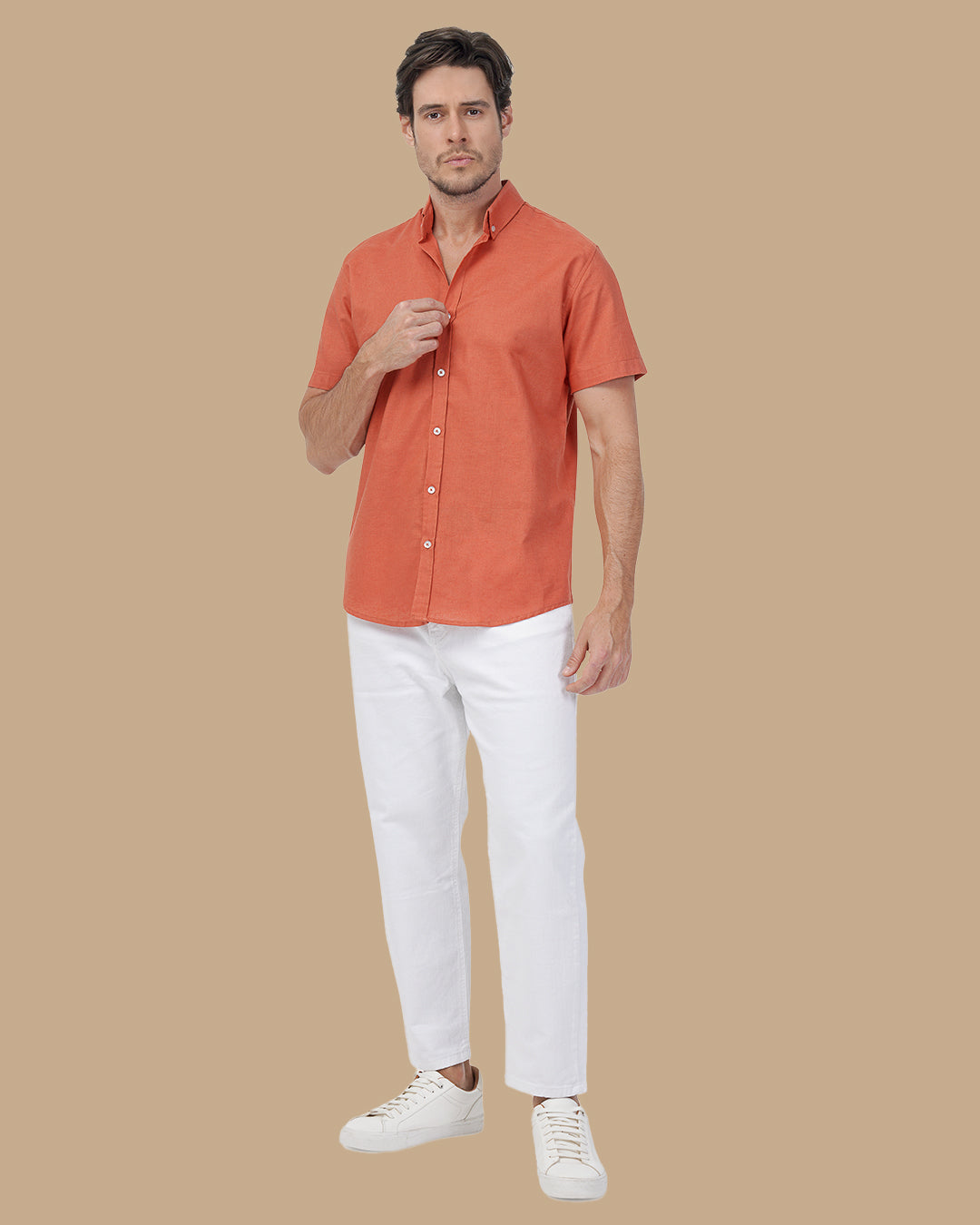 Peach Brown Linen shirt
