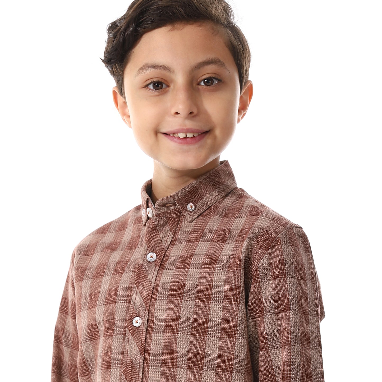 Rust Brown Checkered Cotton Shirt