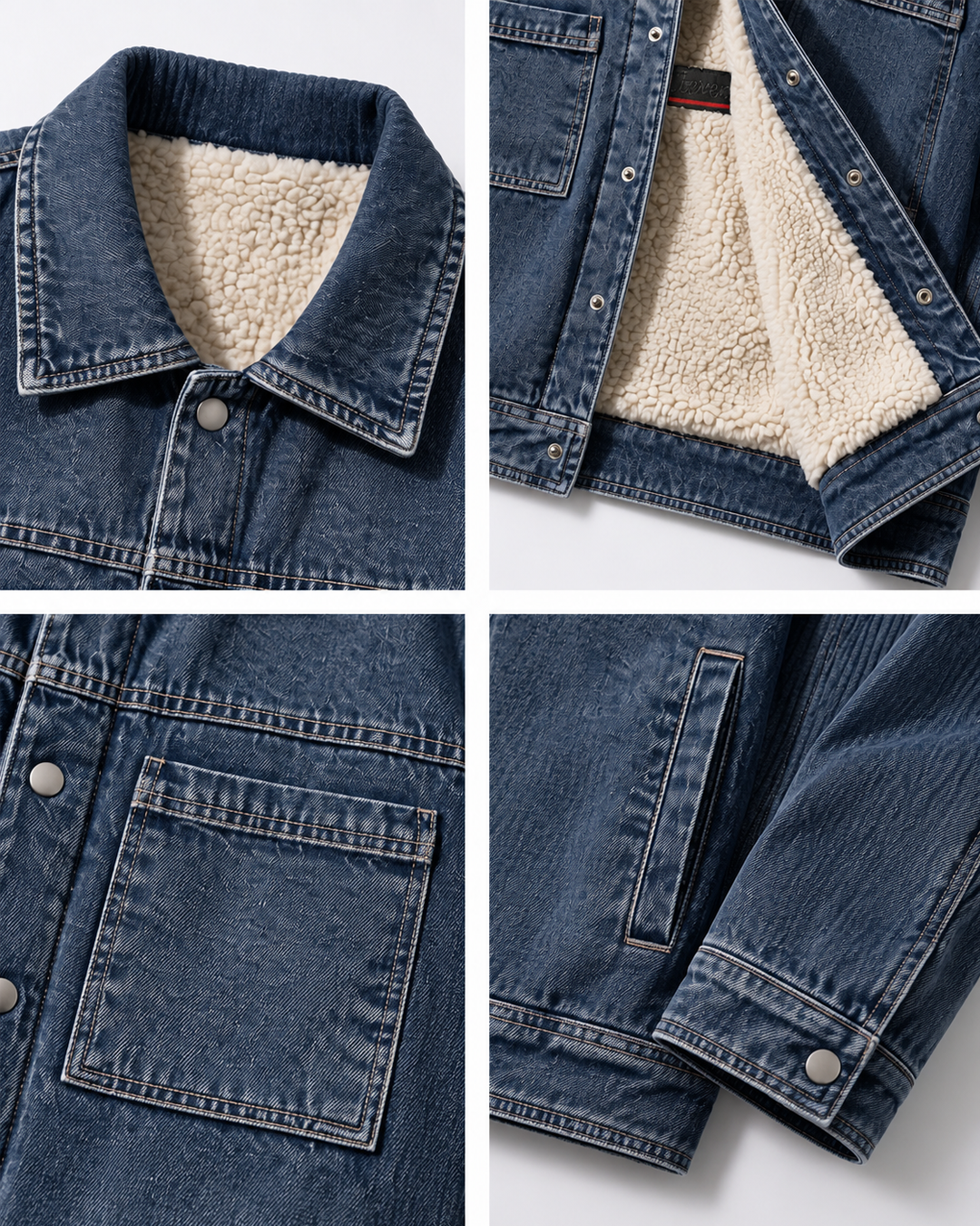 blue Sherpa-Lined Denim Jacket