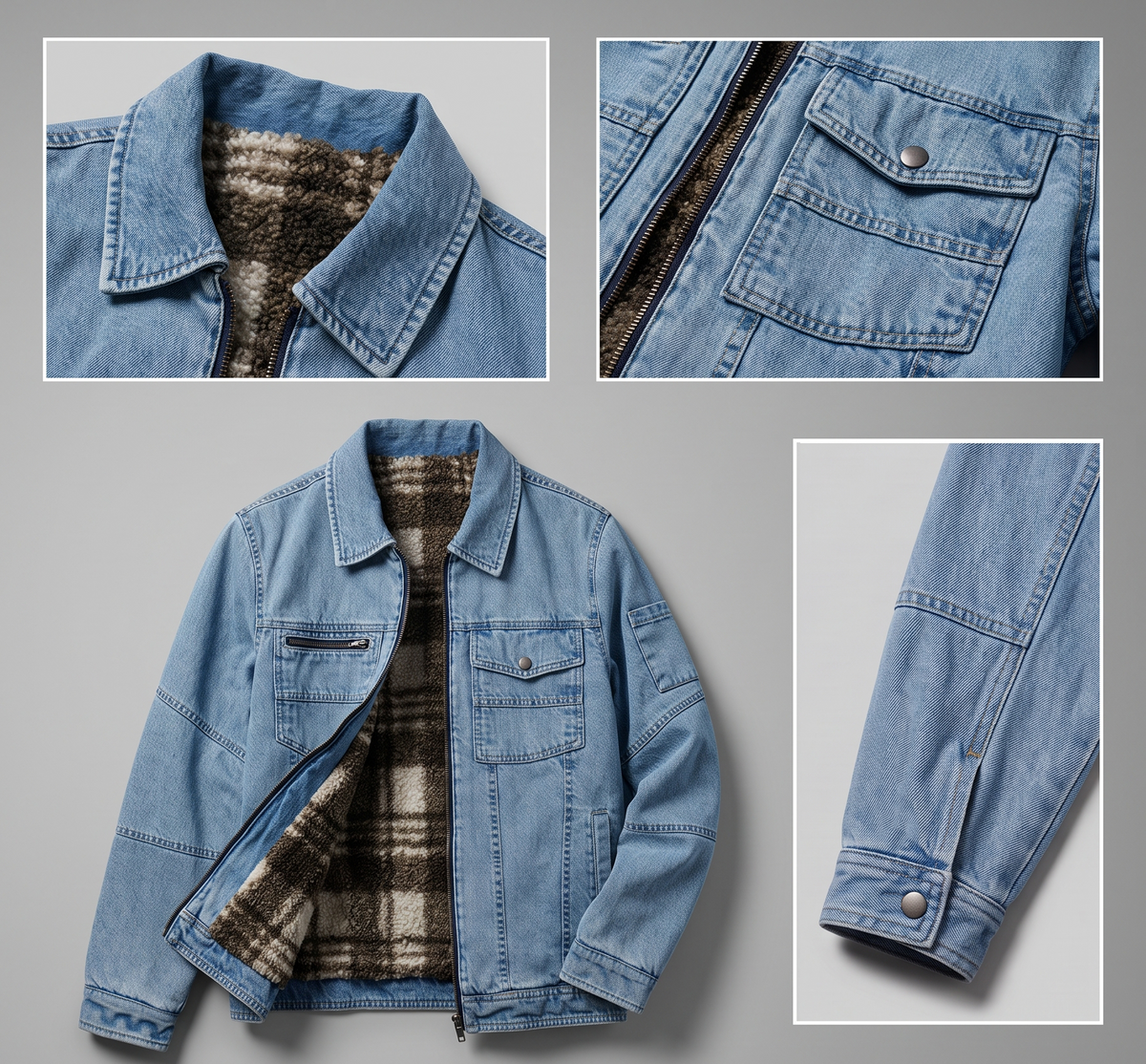 blue Sherpa-Lined Denim Jacket