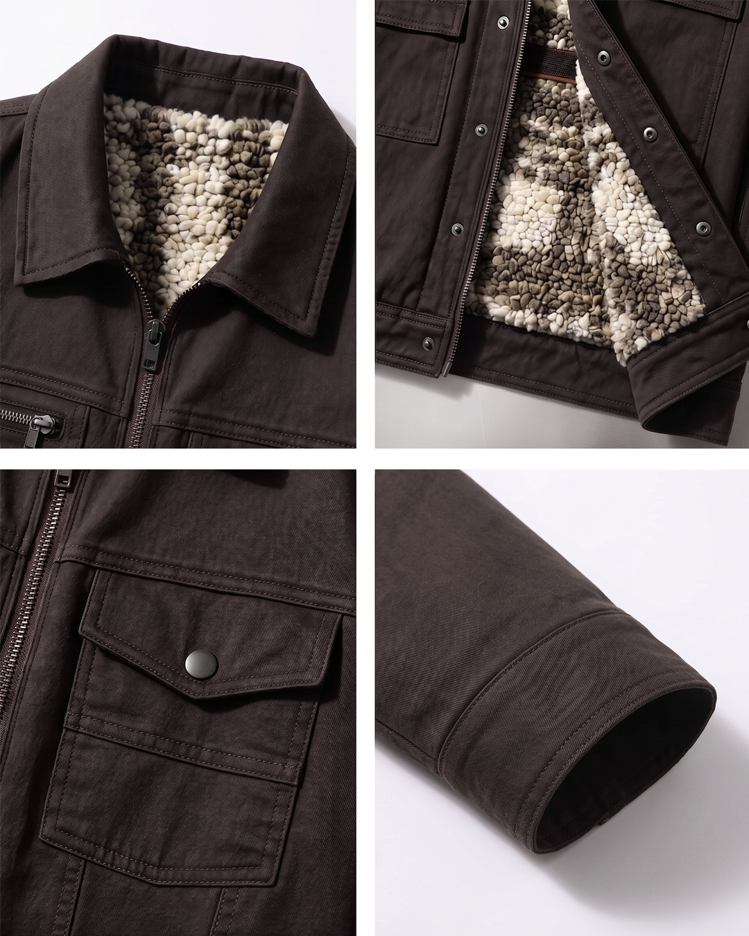 Winter jacket with fur lining - dark brown