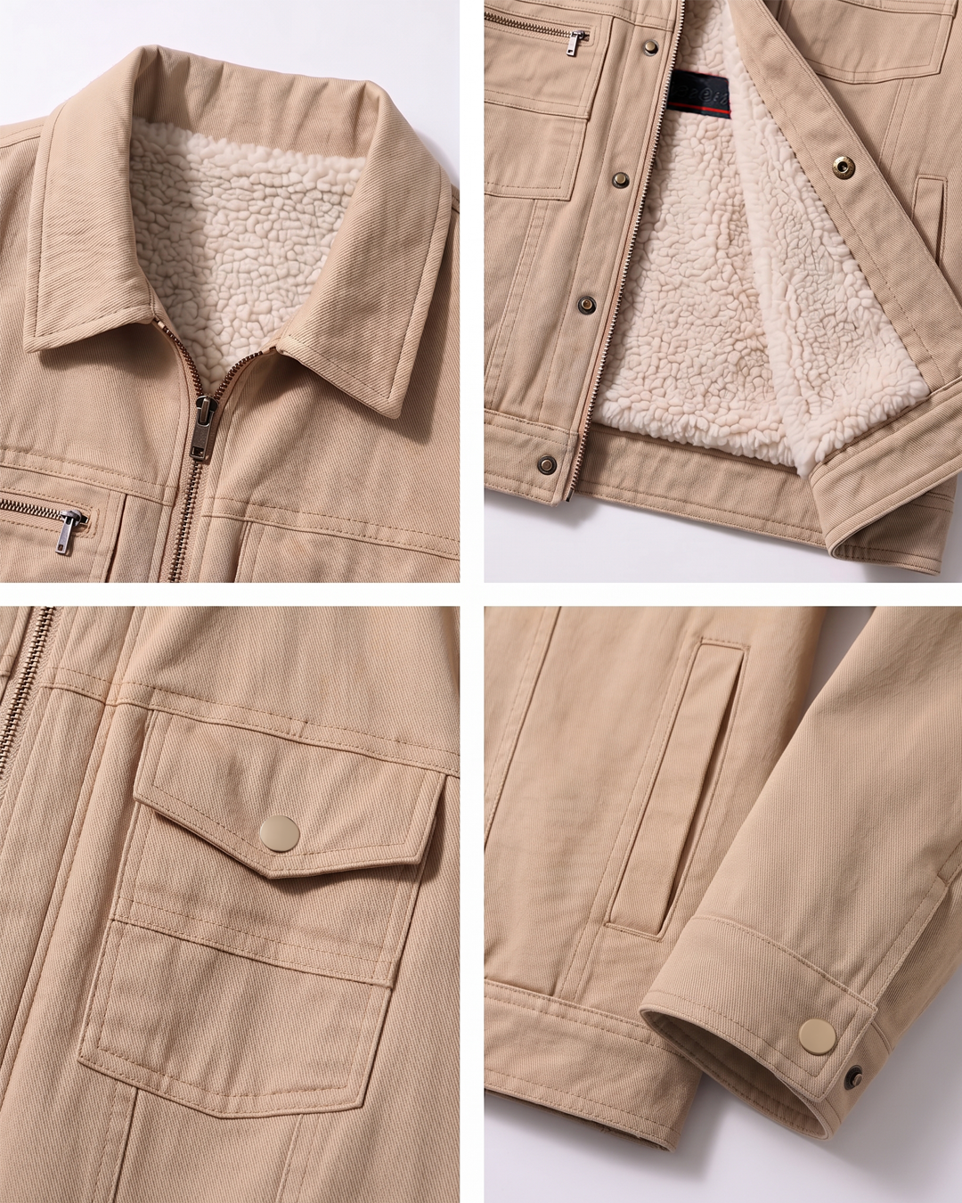 Ribbed fabric bomber jacket - bright beige
