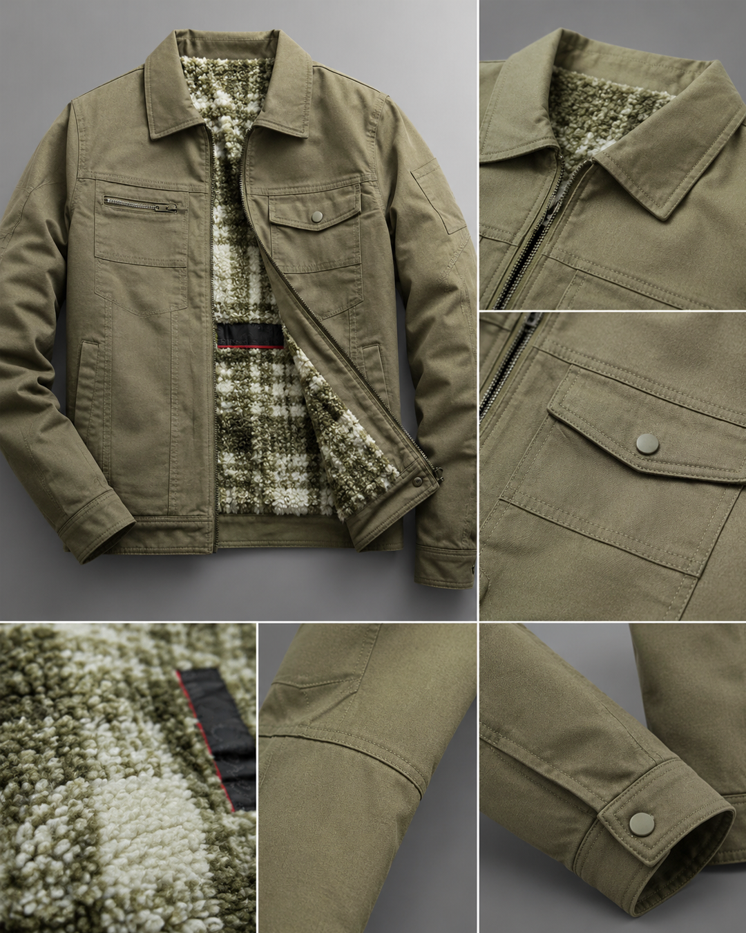 Winter jacket with fur lining -Khaki