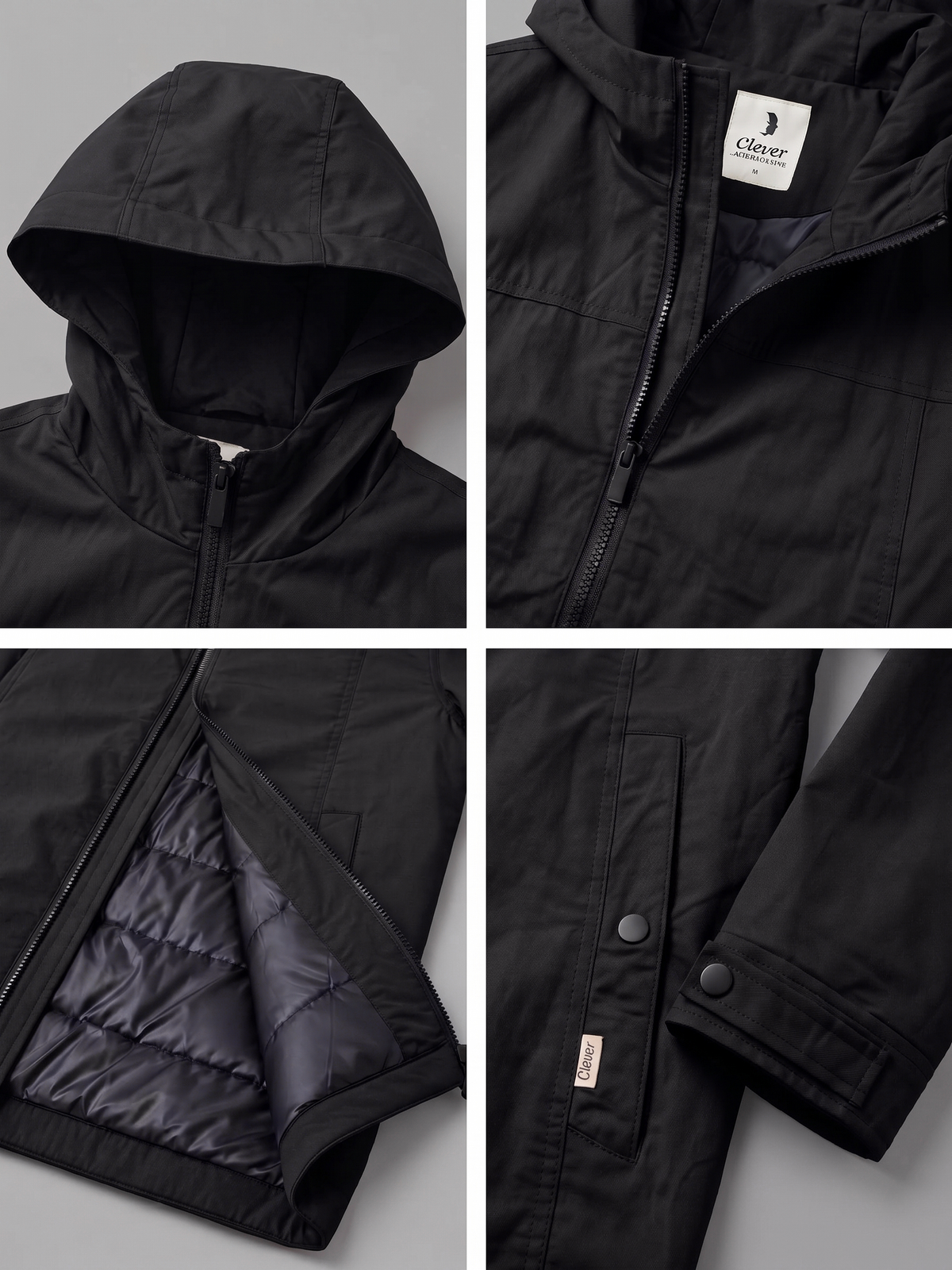 Practical jacket with hood -black