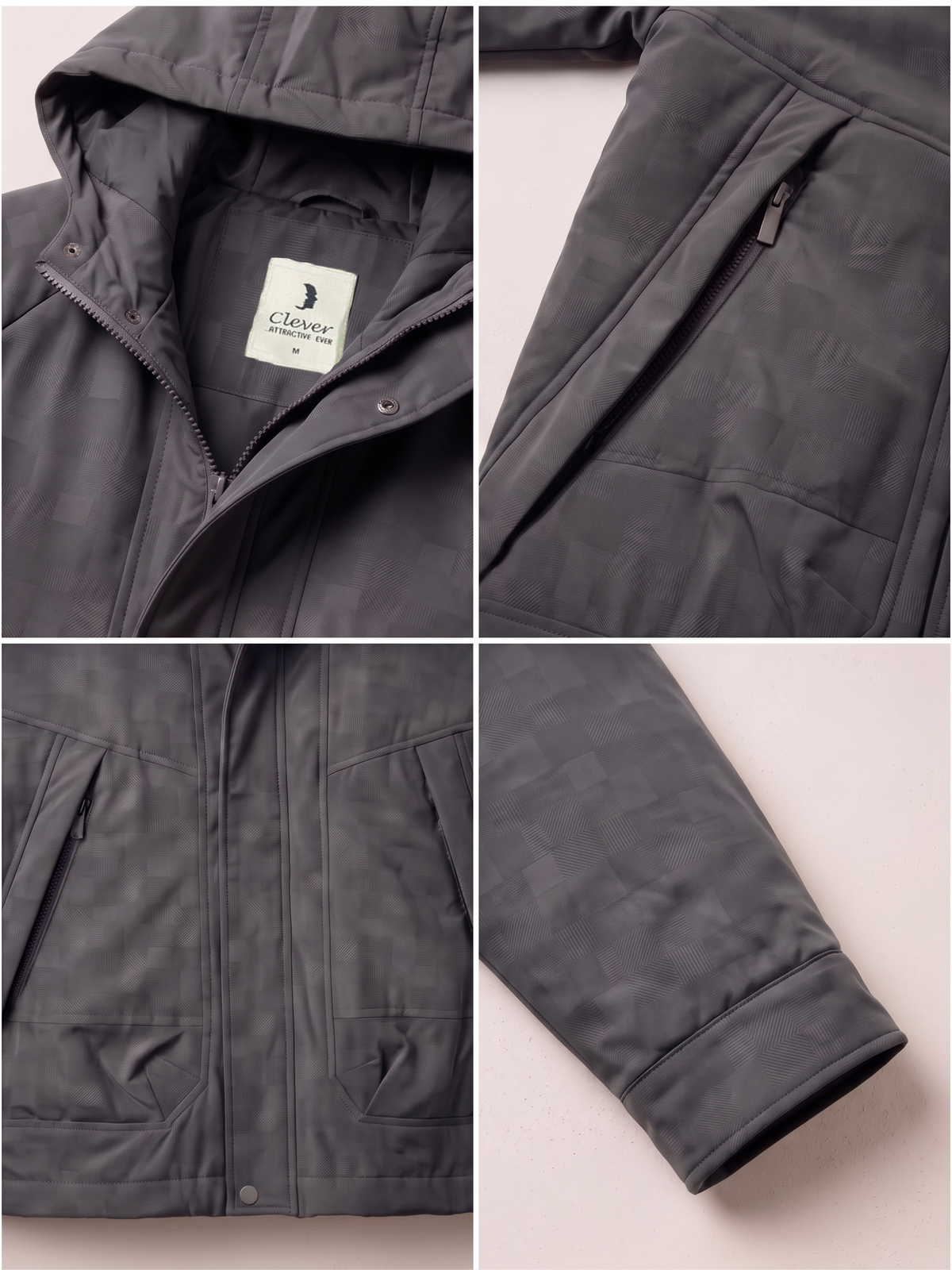 Hooded jacket with fine fabric -lead
