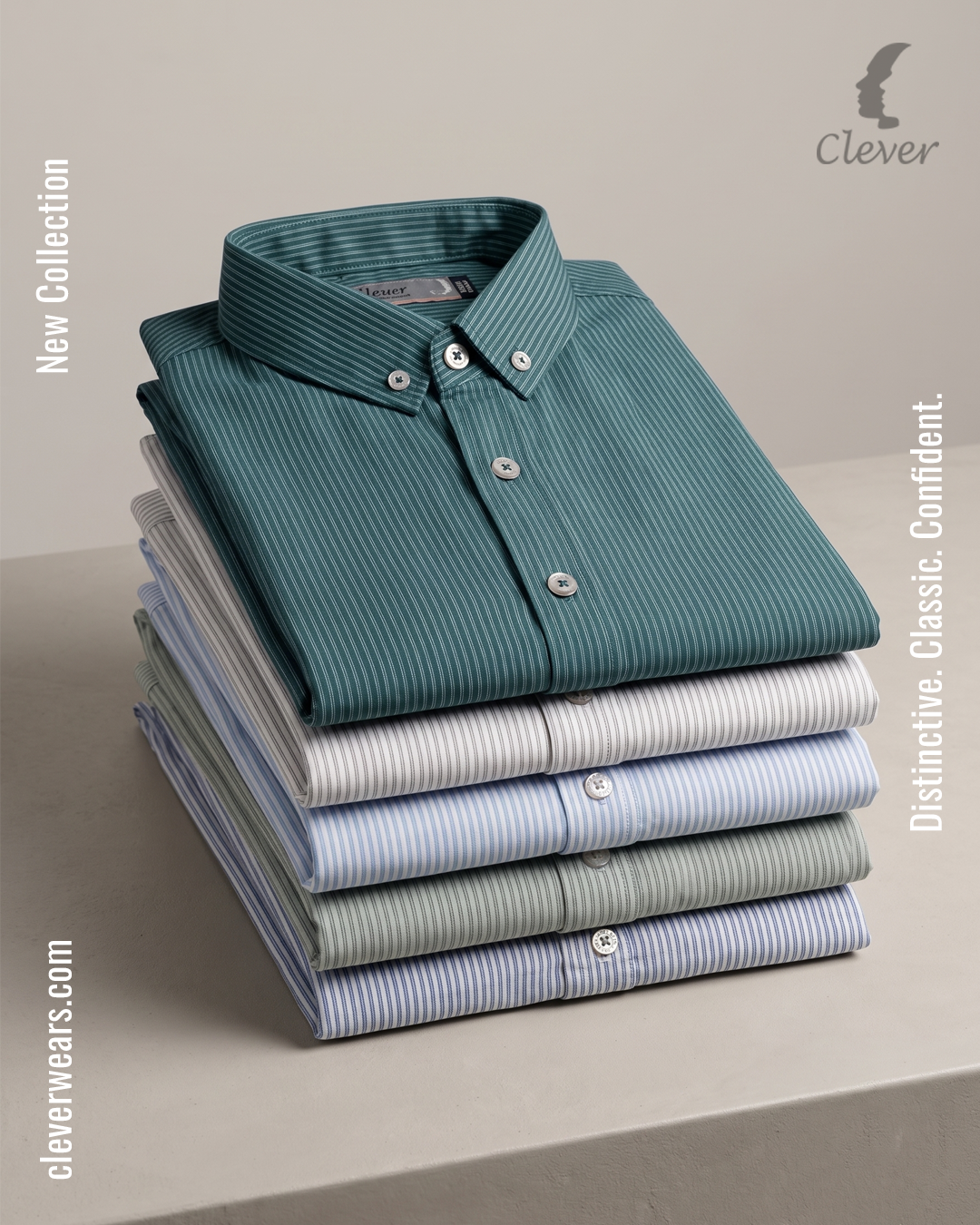 Blue Classic Button-Down Stripe Cotton Shirt