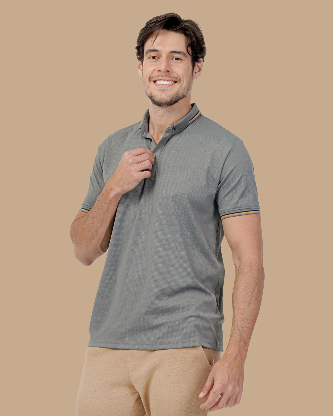 Gray Cotton Polo Shirt