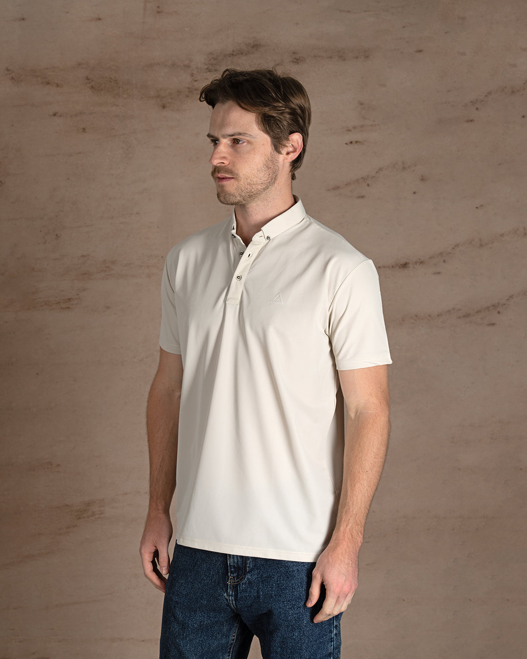 Beige Cotton Polo Shirt Short sleeves