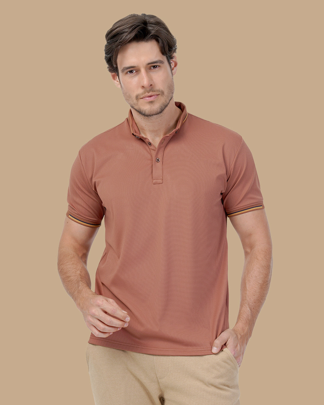 Brown Cotton Polo Shirt