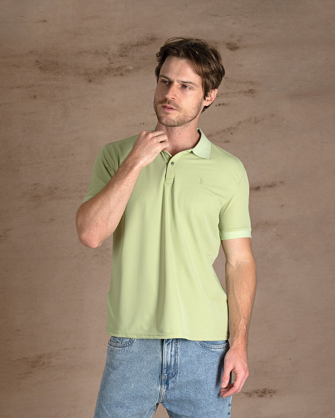 Mocha Cotton Knitted Polo Shirt Short sleeves