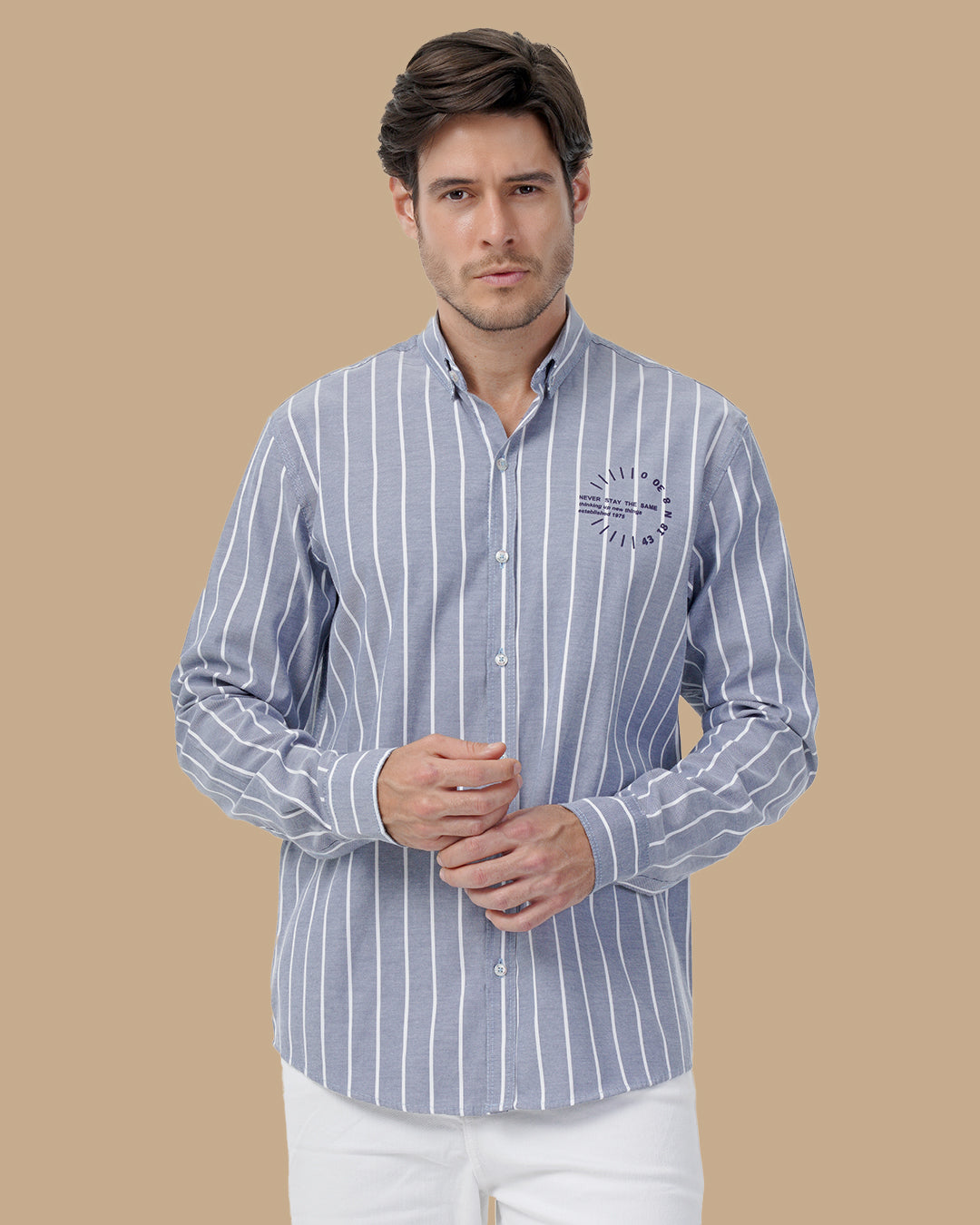 Navy Blue Cotton Big size shirt