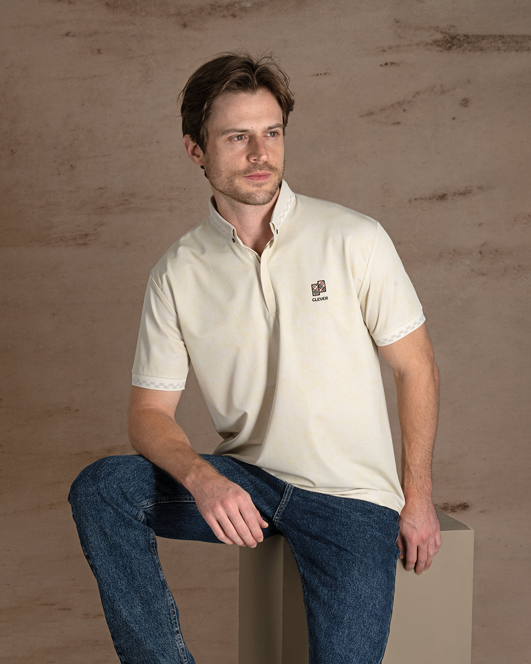 Beige Turkish cotton Polo Shirt Short sleeves