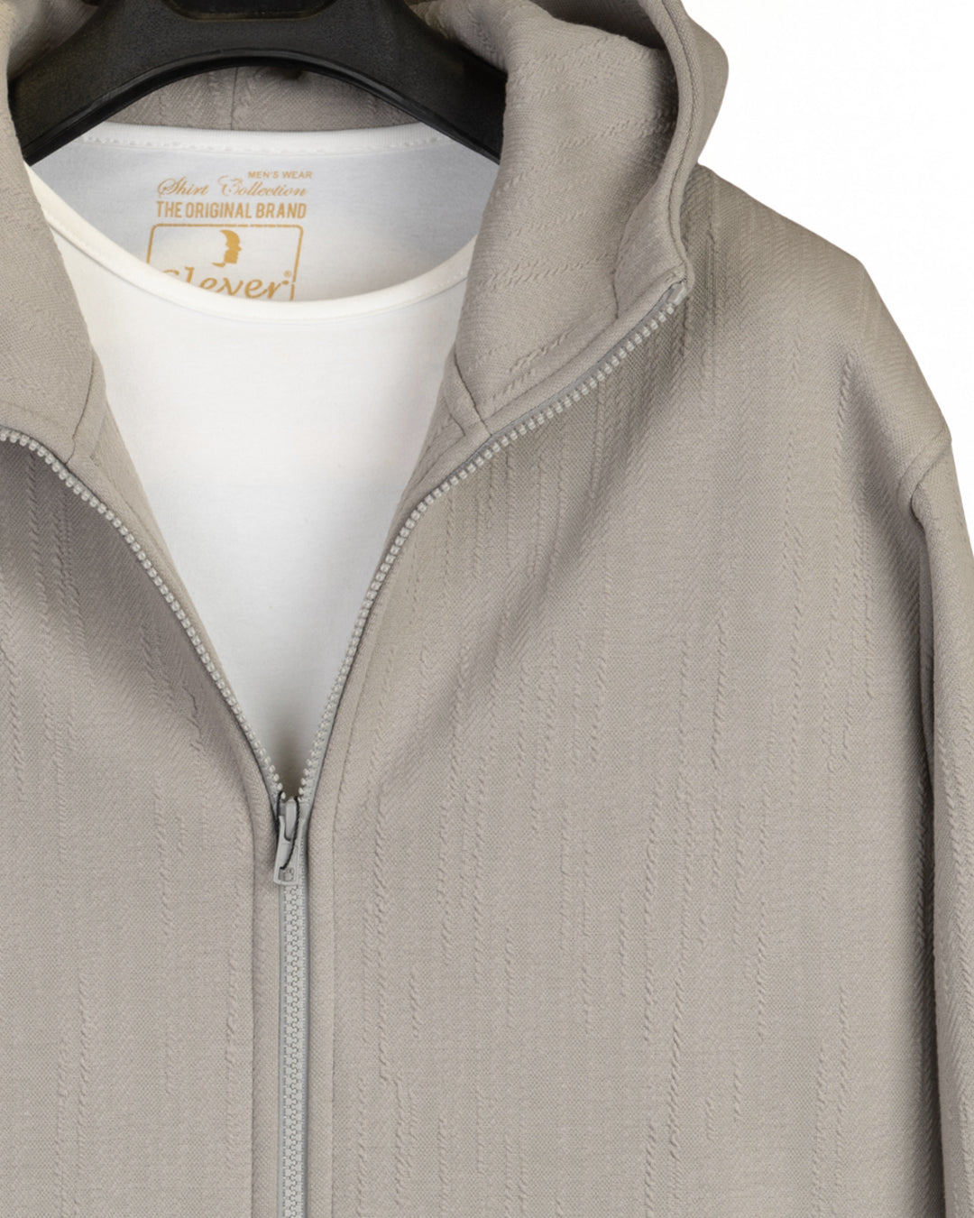 Grey Full-Zipper Cotton Hoodie