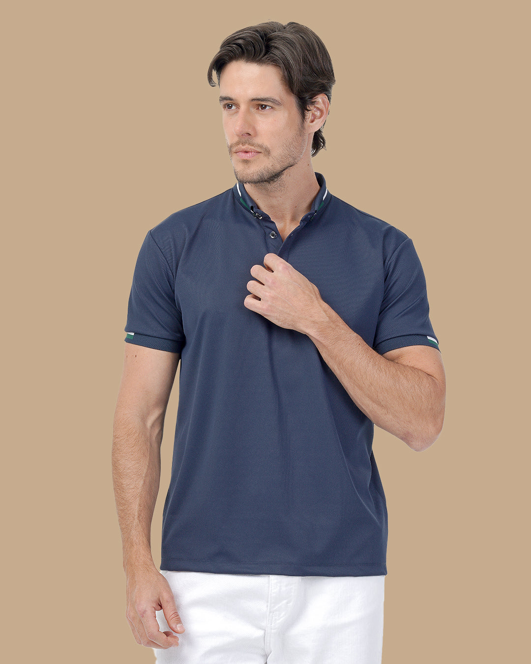 Navy Blue Cotton Polo Shirt