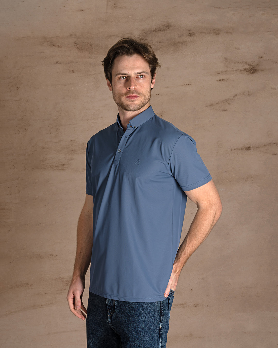 Indigo Cotton Polo Shirt Short sleeves