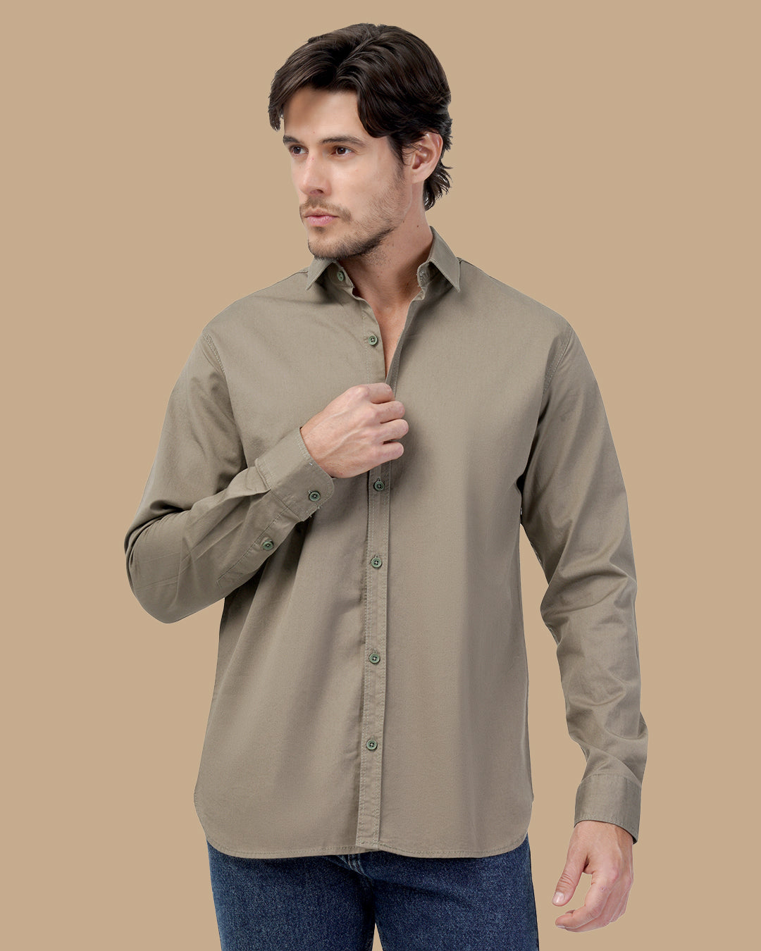 khaki Cotton shirt