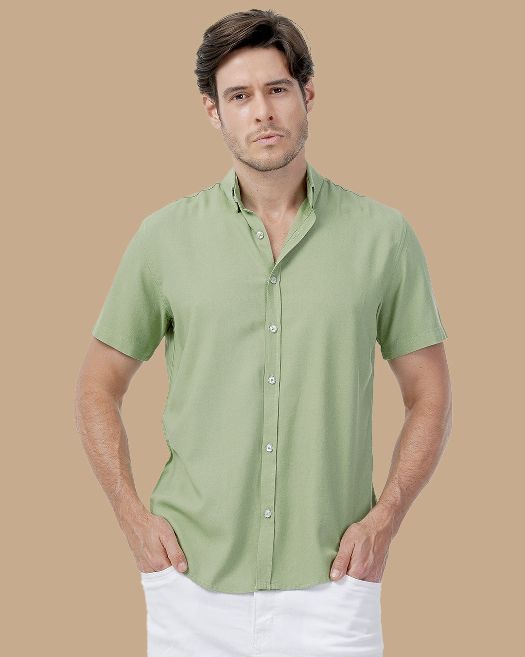 Olive Green Cotton shirt