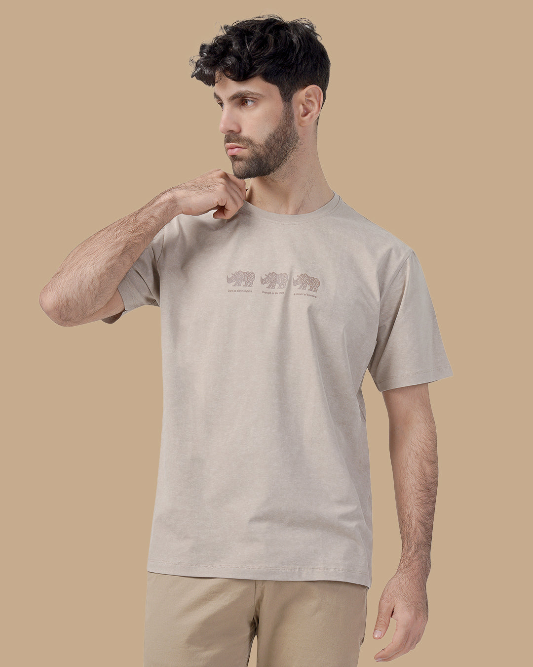 Beige Cotton T-shirt