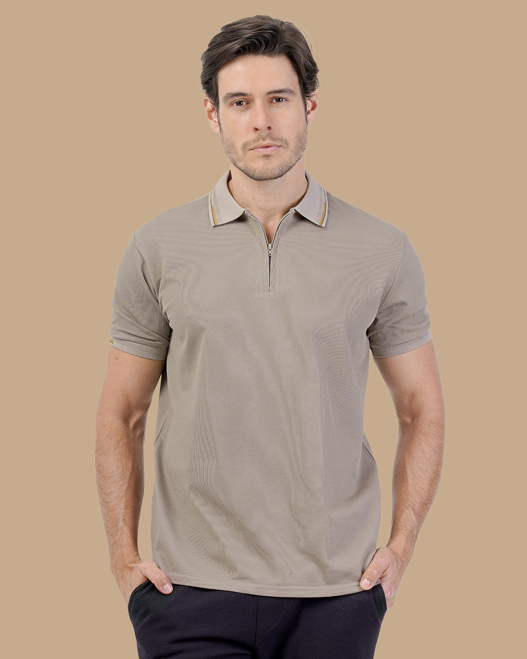 Brown Cotton Polo Shirt