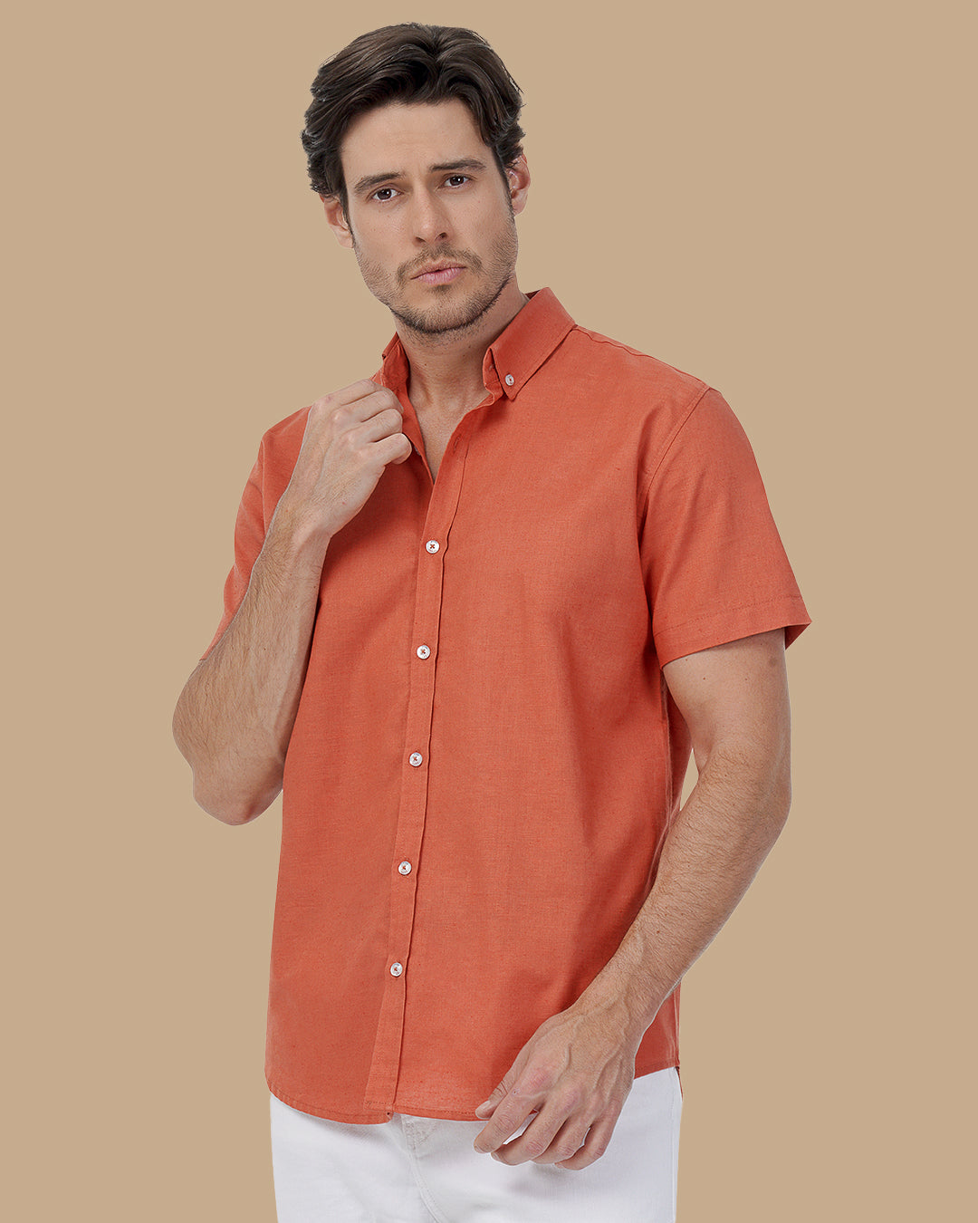 Peach Brown Linen shirt