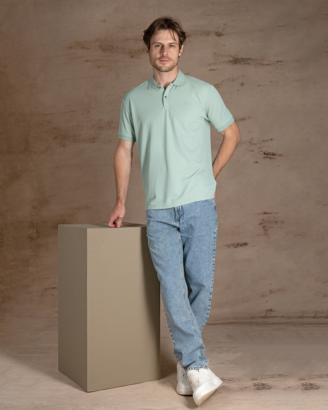Mint Cotton Knitted Polo Shirt Short sleeves