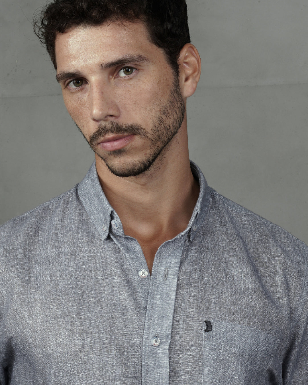 Grey Linen Plain Shirt