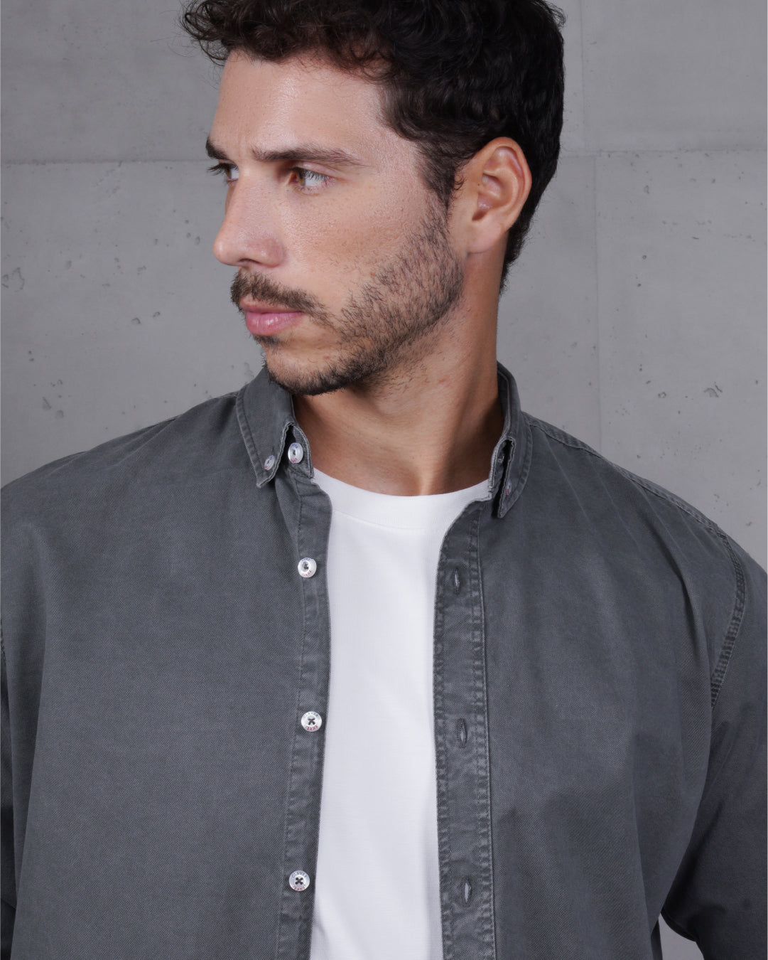 Grey Men’s Plain Cotton Shirt