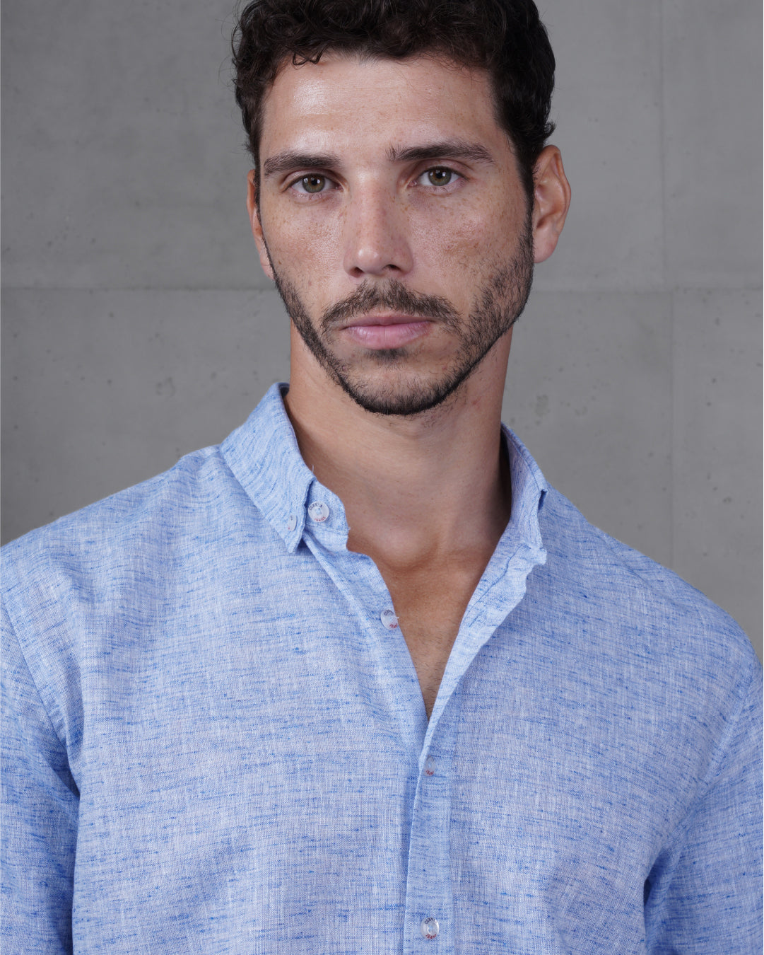 Blue Cotton Casual Long Sleeve Shirt