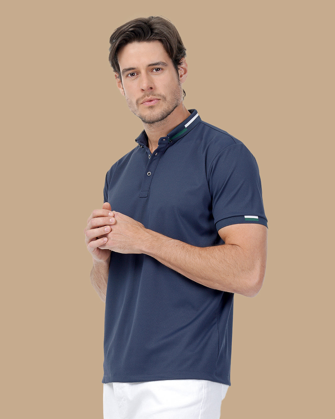 Navy Blue Cotton Polo Shirt