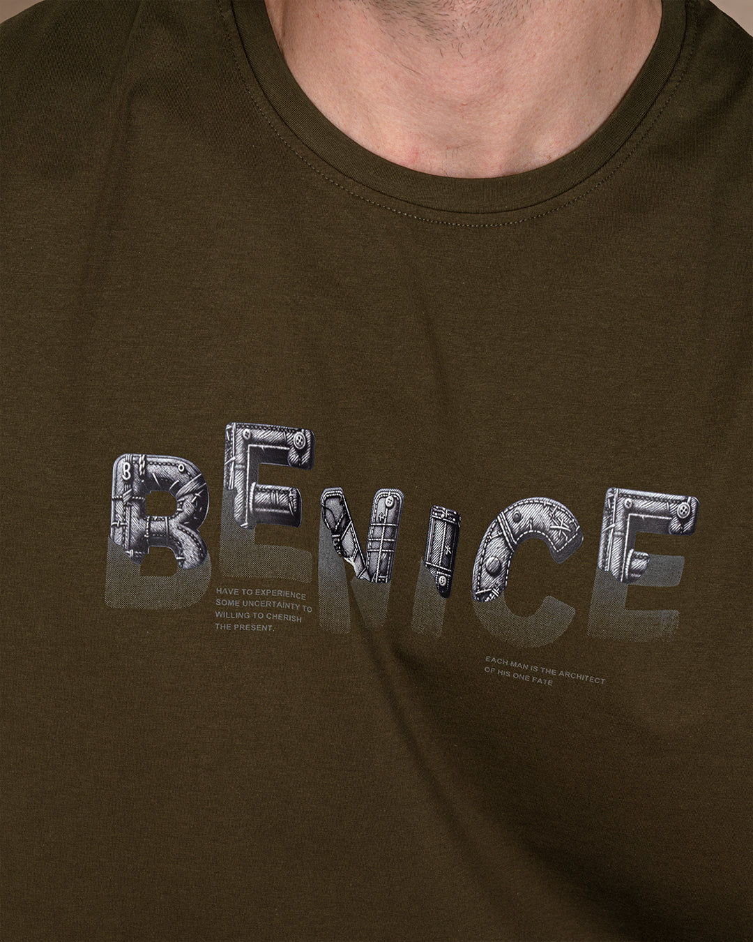 Dark Olive printed Cotton T-shirt