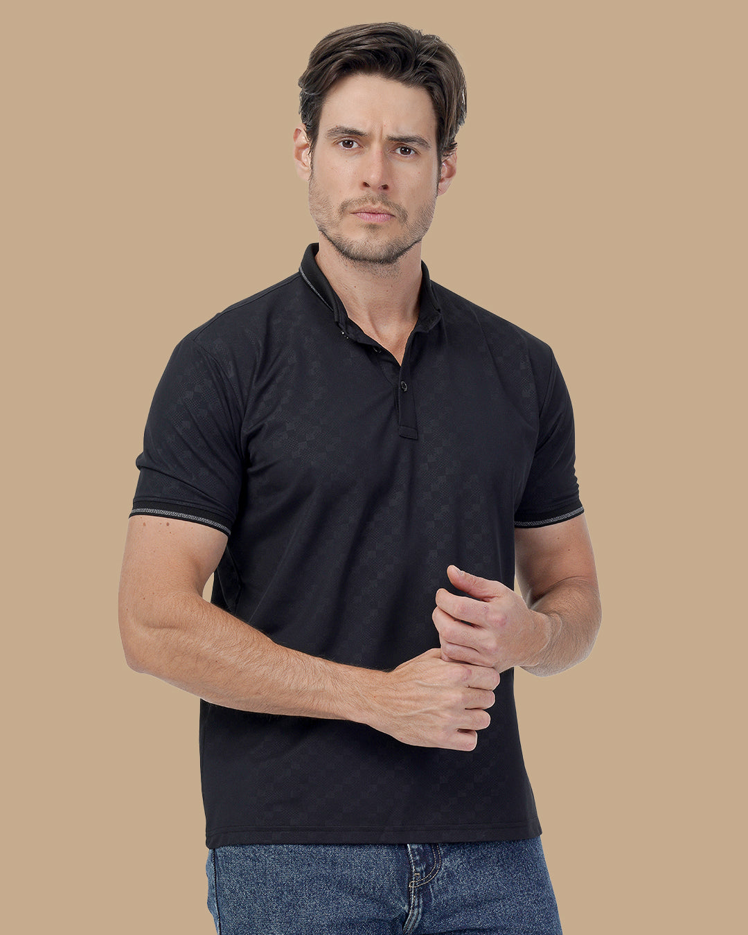 Black Cotton Polo Shirt