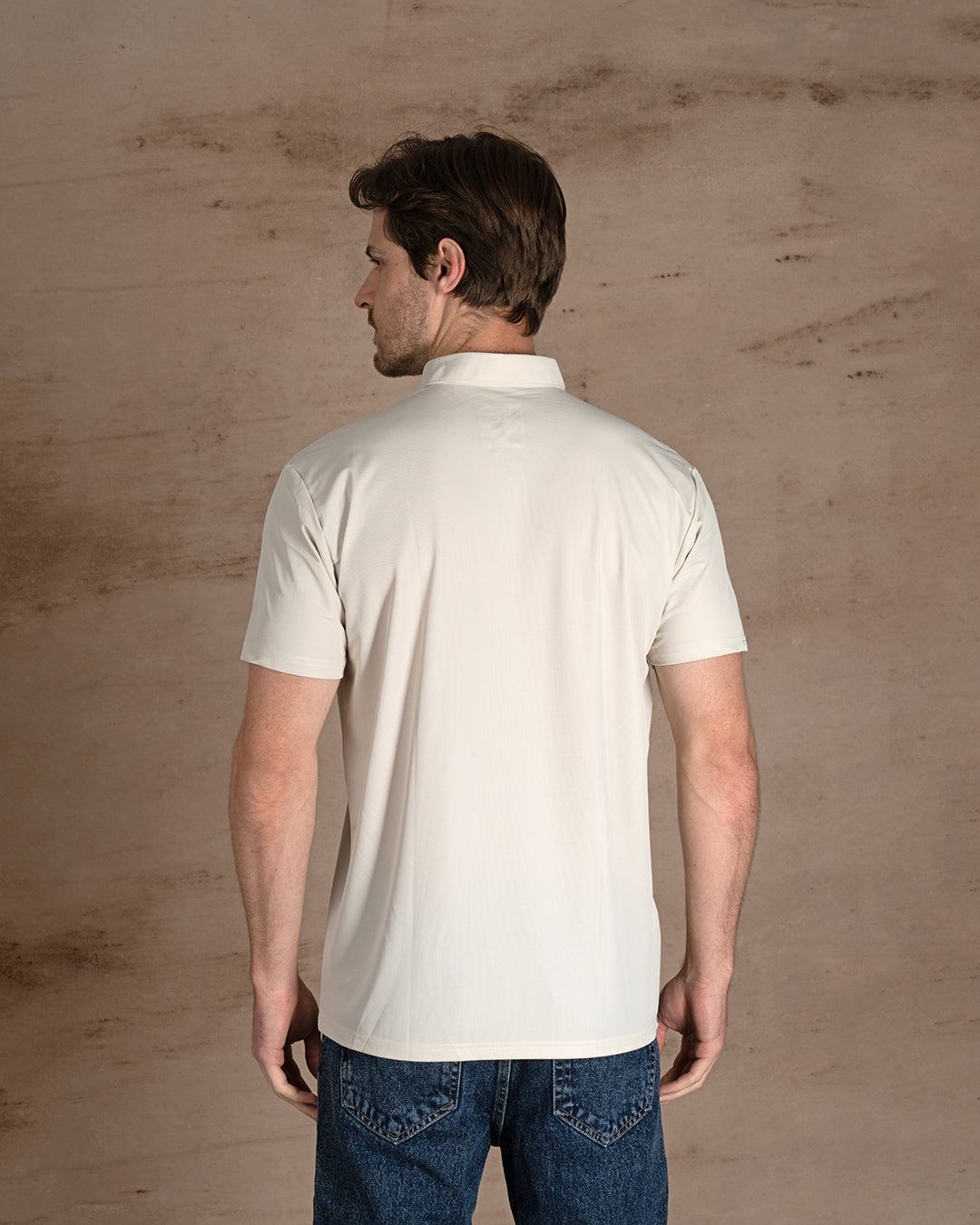 Beige Cotton Polo Shirt Short sleeves