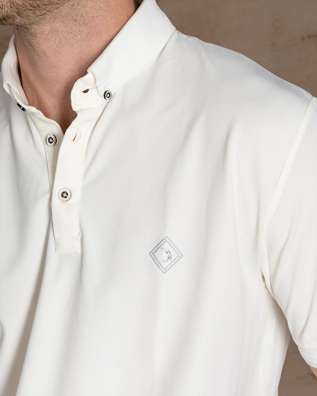 Off-White Cotton Polo Shirt With Button