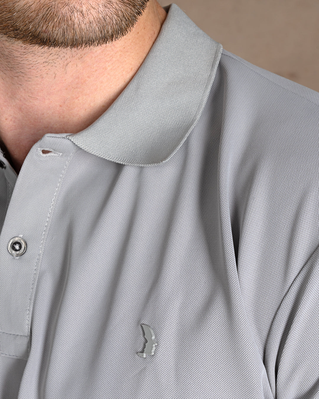 Gray Cotton Knitted Polo Shirt Short sleeves