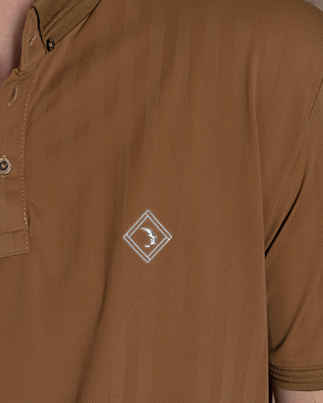 Camel Cotton Polo Shirt With Button
