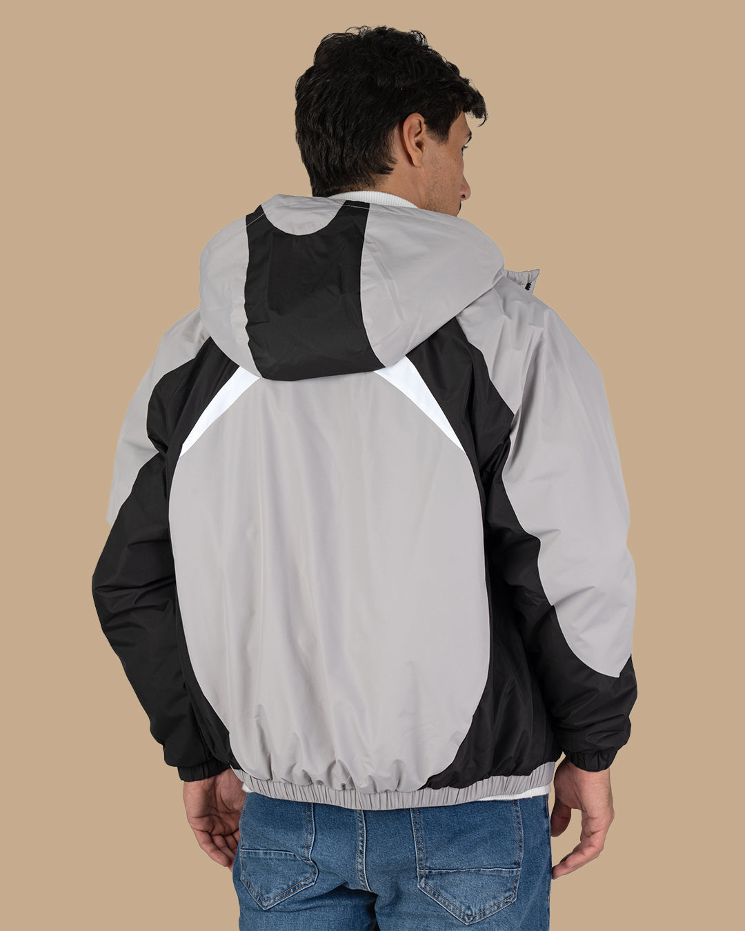 Black Color-block Sport Waterproof Jacket