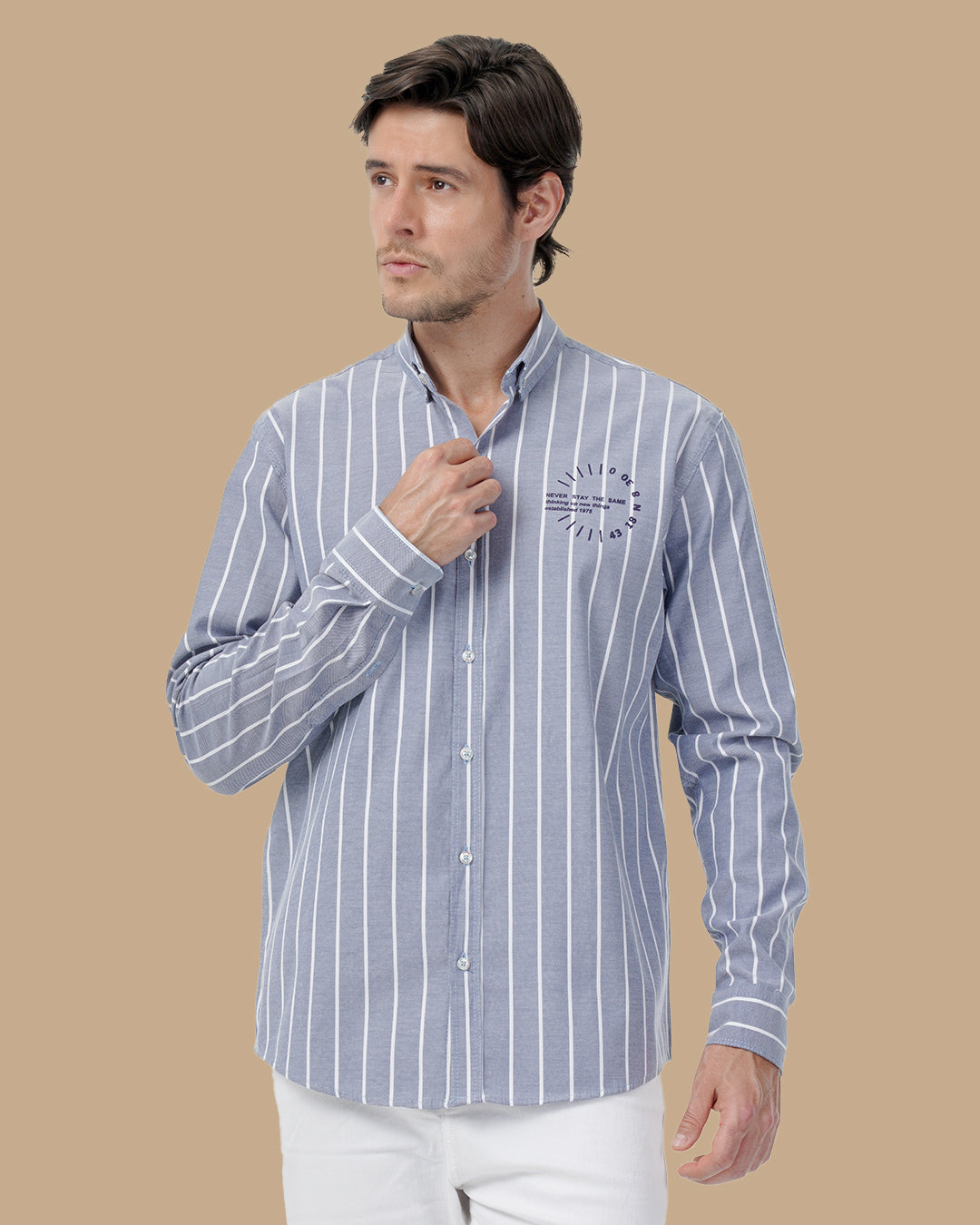 Navy Blue Cotton Big size shirt
