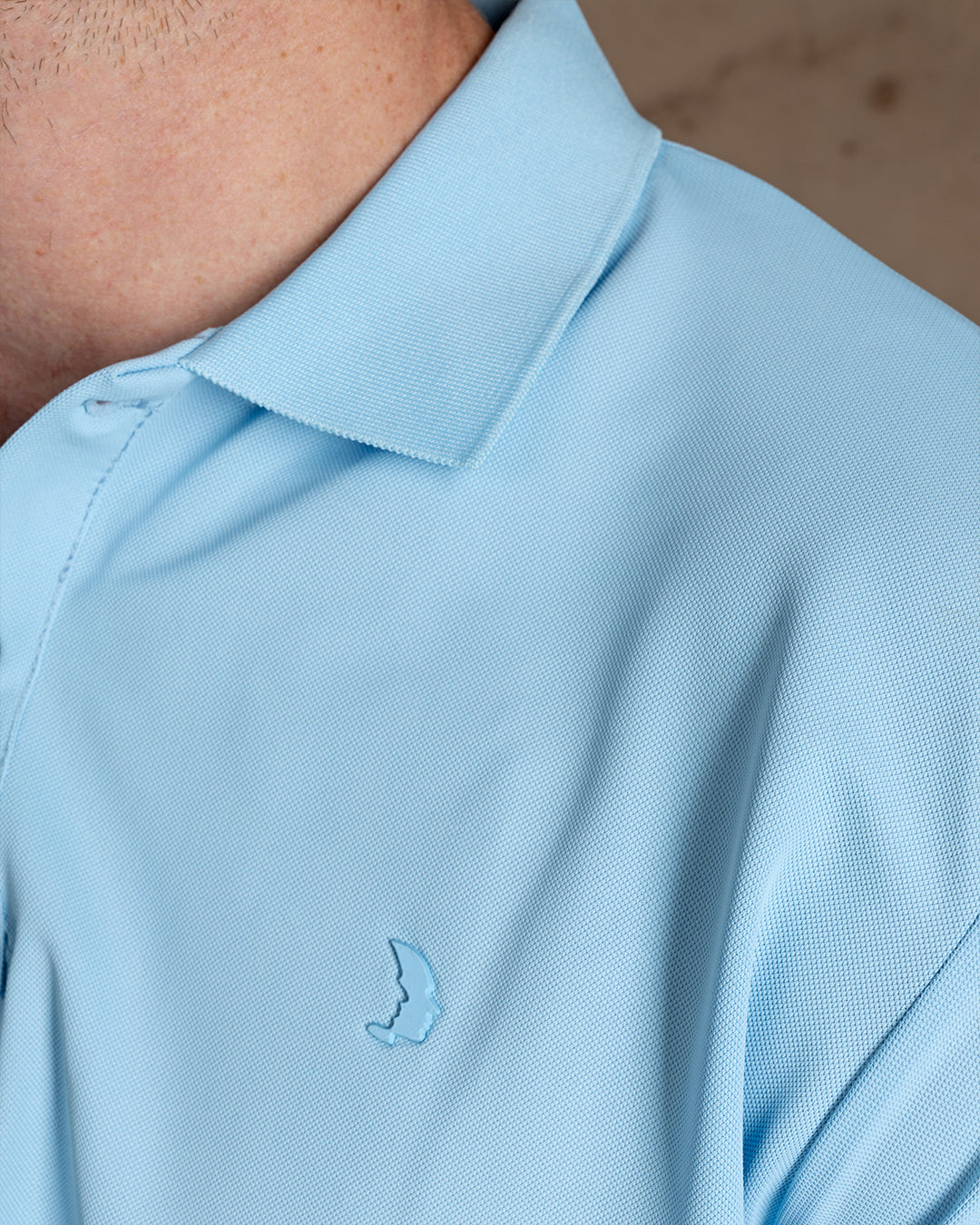 Light Blue Cotton Knitted Polo Shirt Short sleeves