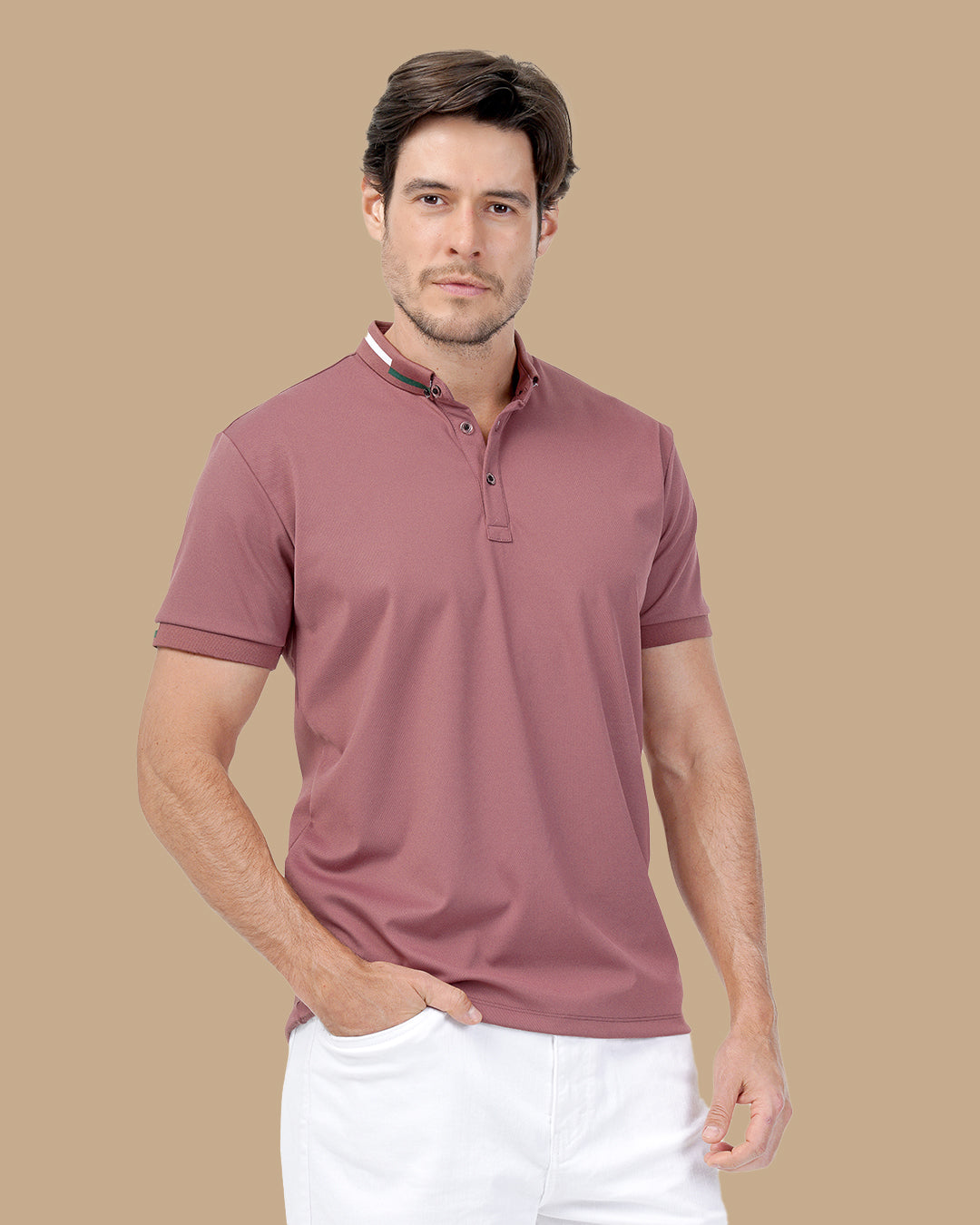 Taupe Cotton Polo Shirt