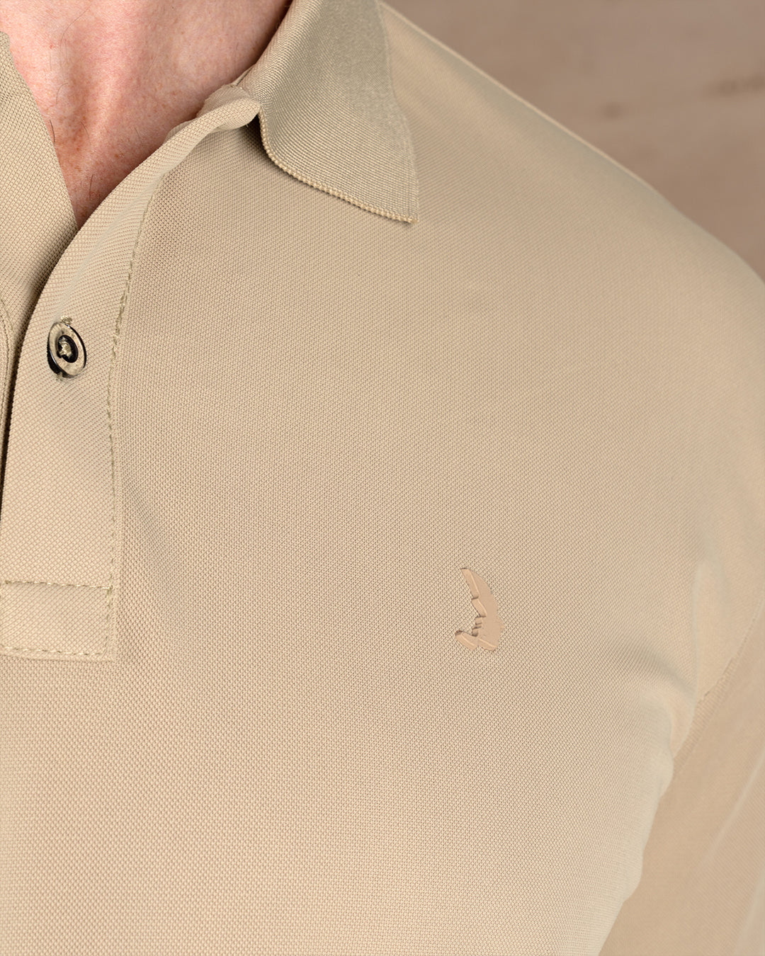 Dark Beige Cotton Knitted Polo Shirt Short sleeves