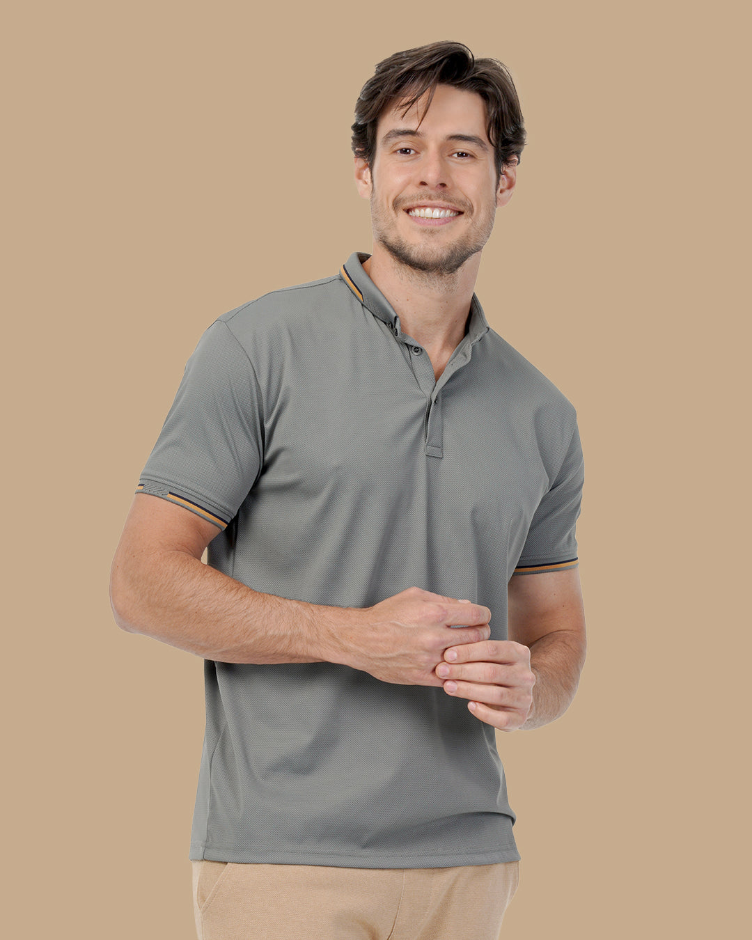 Gray Cotton Polo Shirt