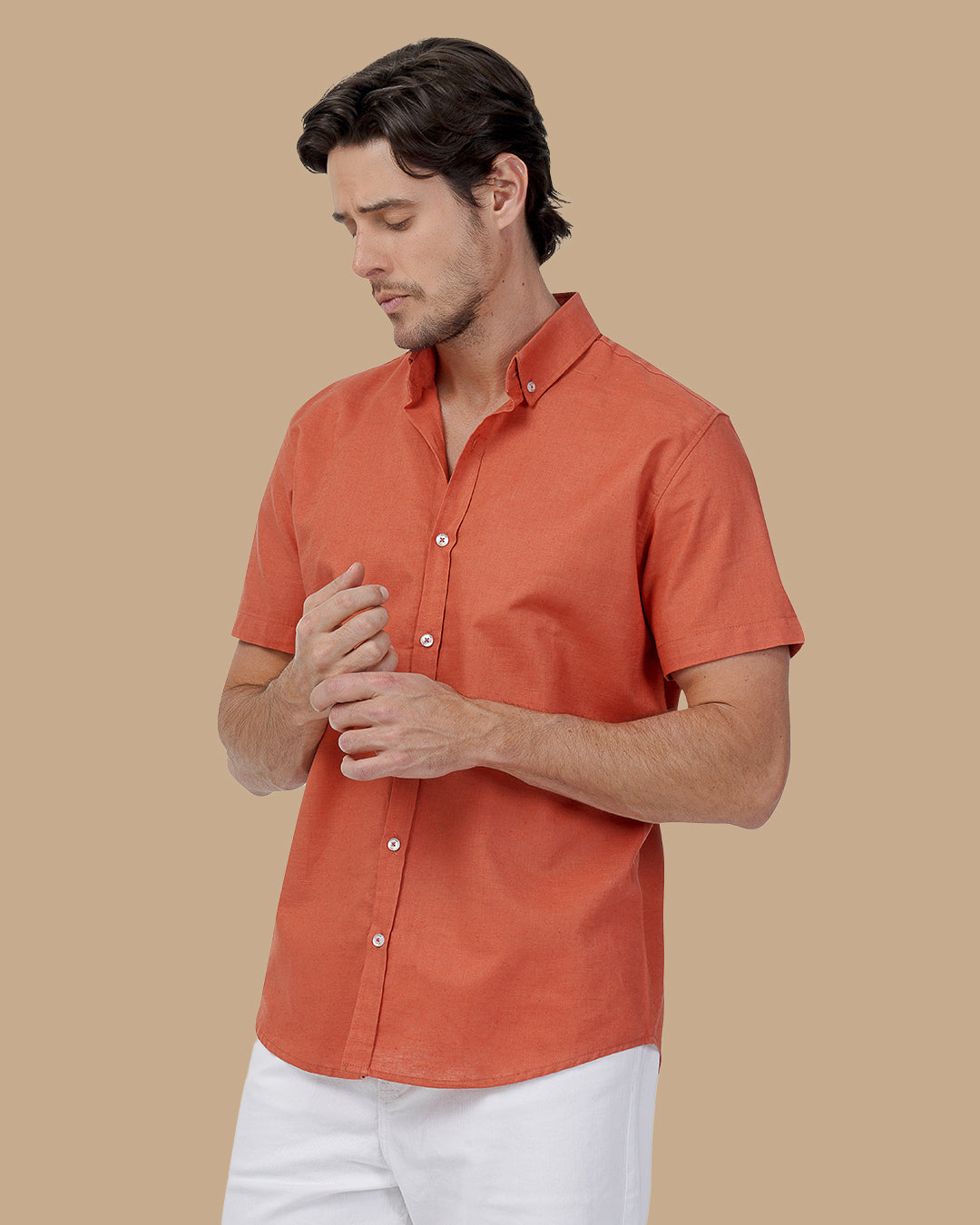 Peach Brown Linen shirt